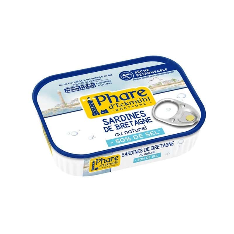 Sardines de bretagne au naturel -50% de sel