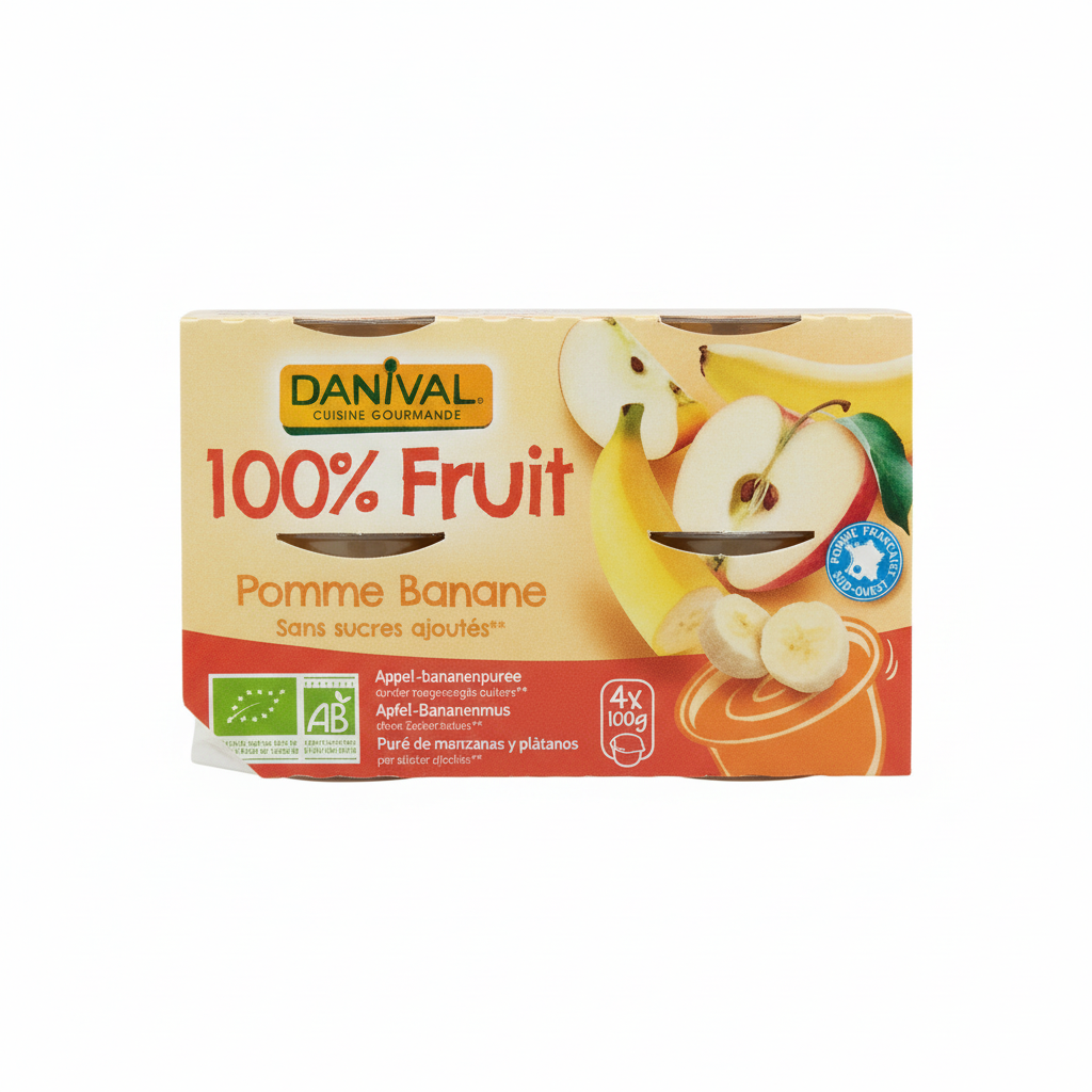 DANIVAL -- Puree pomme-banane 100% fruits