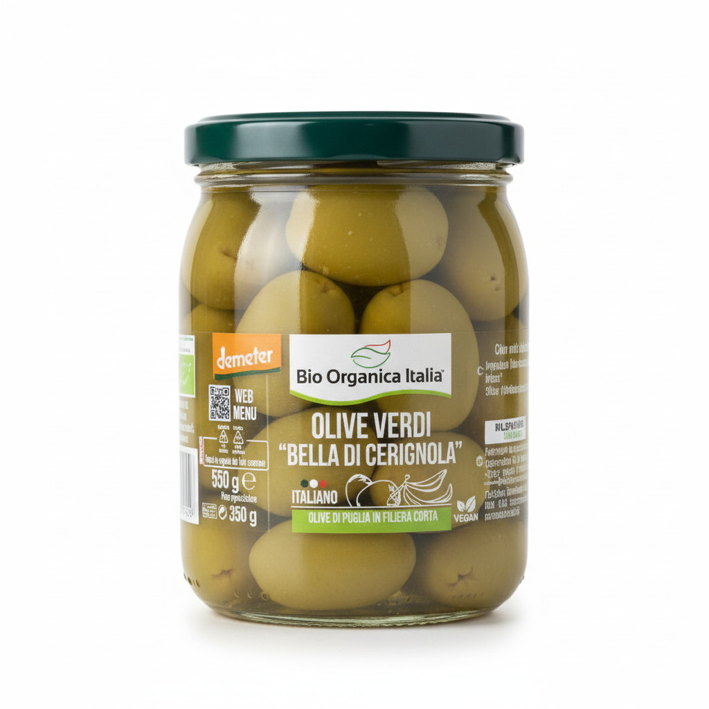 BIO ORGANICA ITALIA -- Olives vertes entieres au natu