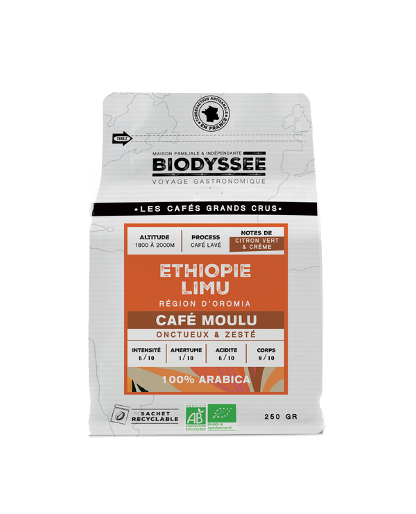 Biodyssée -- Café moulu grand cru ethiopie limu (origine Ethiopie) - 250 g