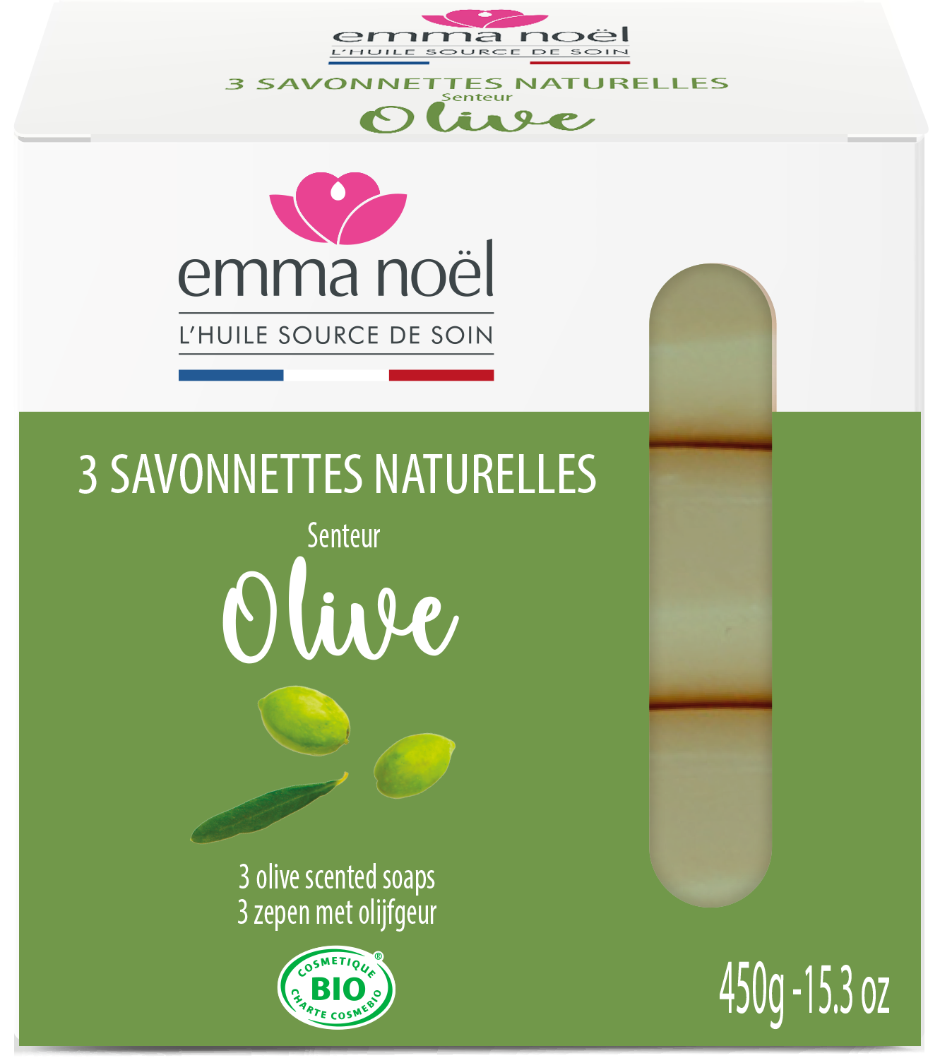 Emma Noël -- Savonnettes olive bio - 3 x 150 g