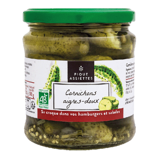 Pique Assiettes -- Cornichons aigres-doux bio - 190 g